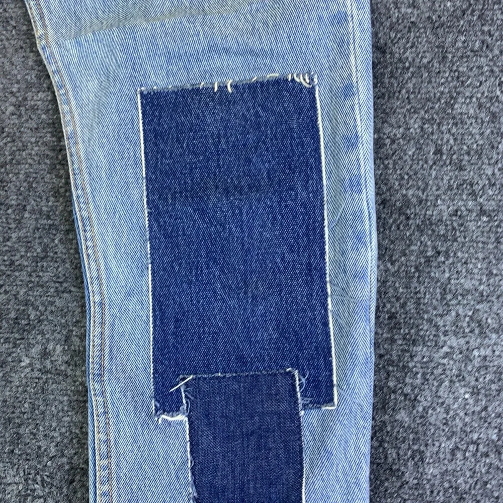 Levi’s Altered 502 Carpenter Jeans Mens 32x26.5 Blue Denim Cotton Patchwork